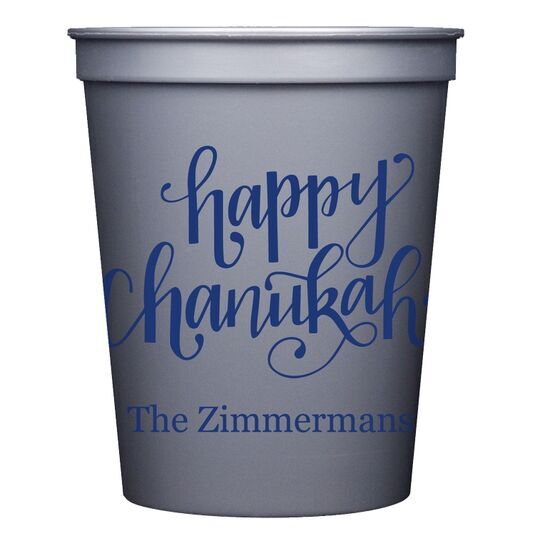 Hand Lettered Happy Chanukah Stadium Cups